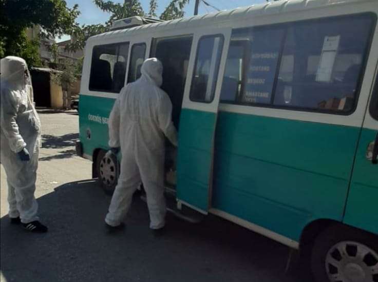Ödemiş’te Koronavirüs önlemleri: Şehir içi minibüsleri dezenfekte ediliyor