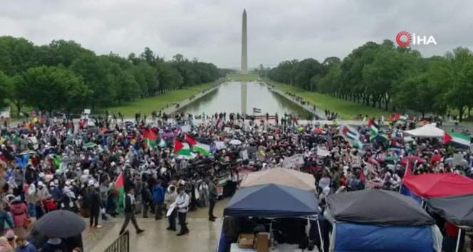 ABD’de binlerce kişiden Filistin’e destek gösterisi
