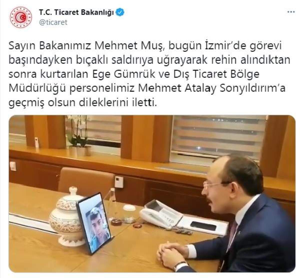 Bakan Muş, İzmir de rehin alınan Sonyıldırım ile görüştü