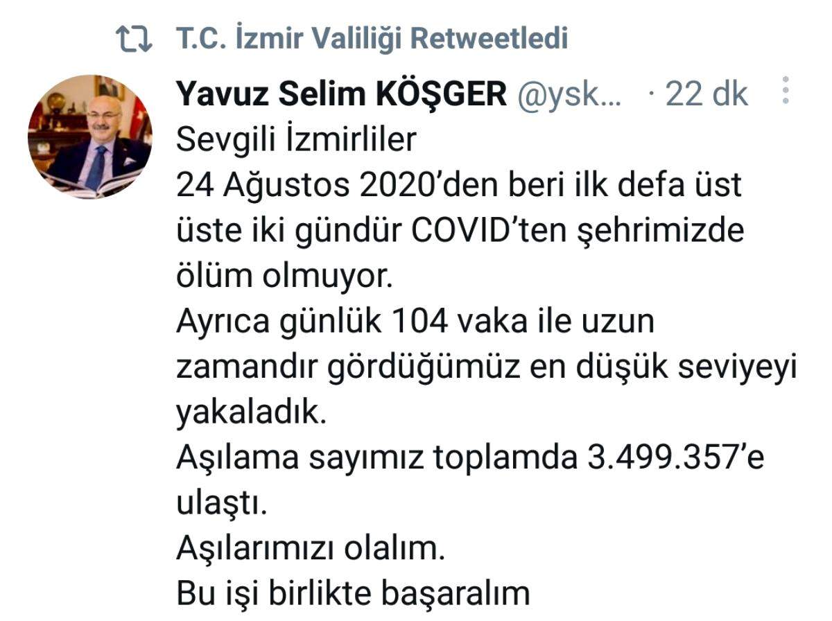 İzmir Valisi Köşger: