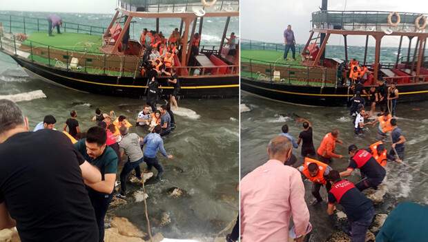 Van Gölü’nde gezi teknesinde büyük panik! Yolcular halatlarla kurtarıldı