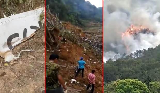 Düşme anı: Çin’de yolcu uçağı dağa çakıldı