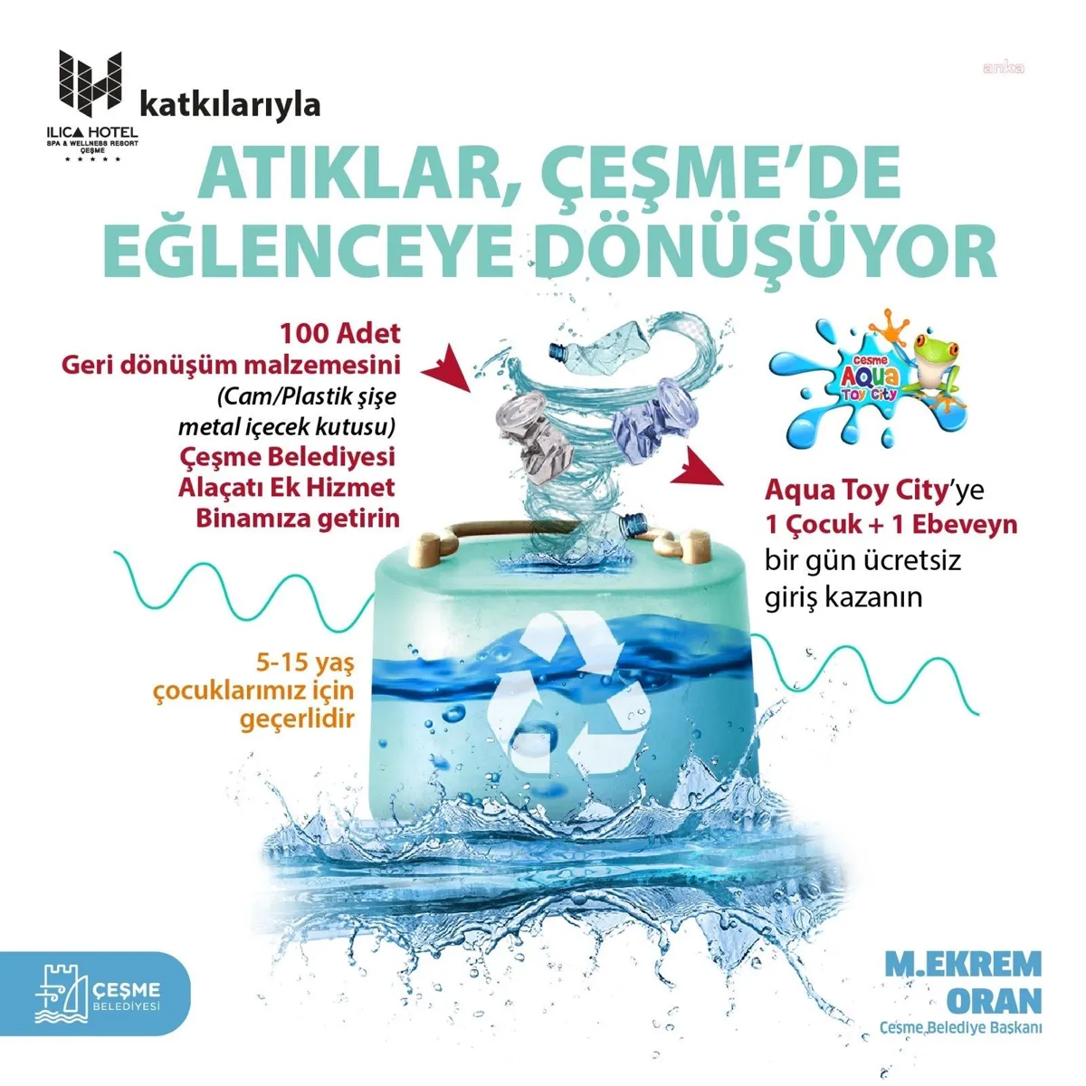 Çeşme’de Geri Dönüşüm Atığı Getiren Çocuklara Ücretsiz Aqua Park Bileti