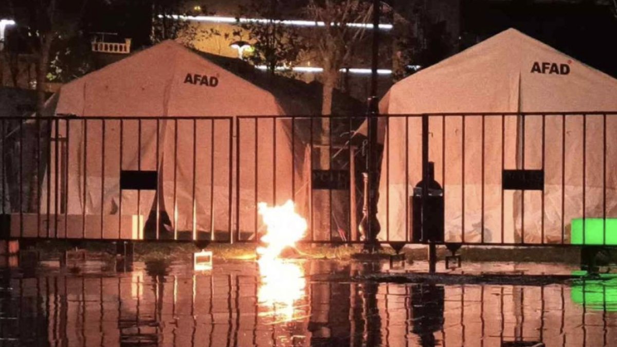 Düzce’de depremzedeler için kurulan çadırkentte yangın
