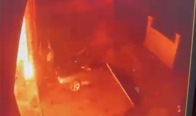 Oto tamirhanesinde patlama anı kamerada