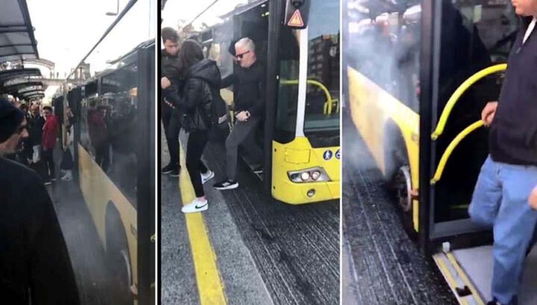 Metrobüste yangın paniği: Yolcular tahliye edildi
