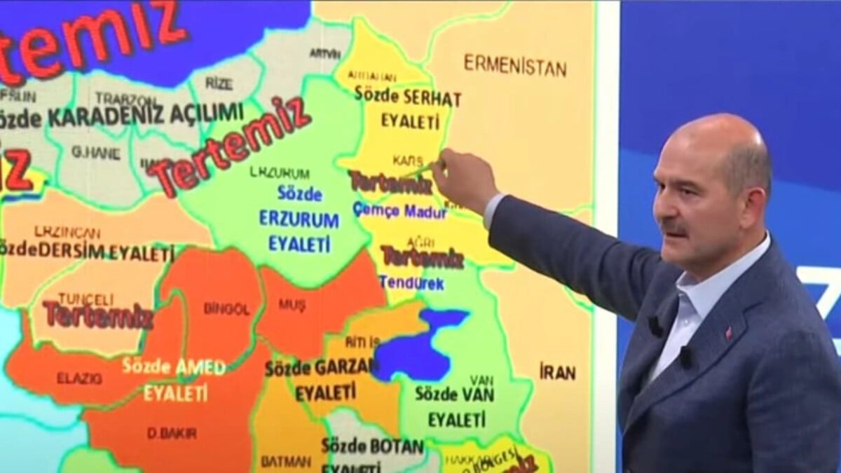 İçişleri Bakanı Süleyman Soylu harita üzerinden terörden temizlenen bölgeleri gösterdi