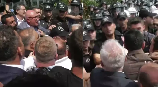 CHP il binası önünde gerginlik! Tansiyon bir anda yükseldi