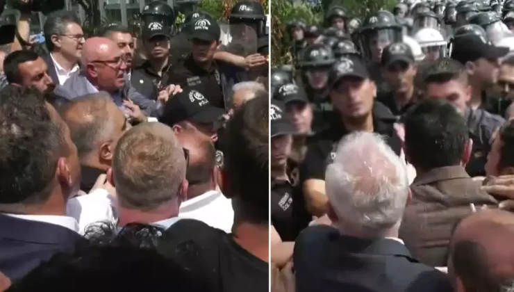 CHP il binası önünde gerginlik! Tansiyon bir anda yükseldi